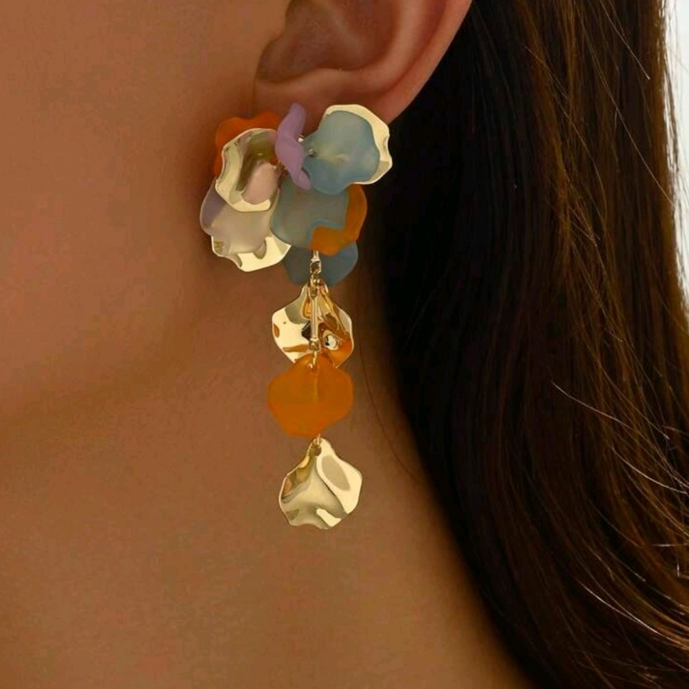 Bohemian Style & Countryside Retro Flower Petal Handmade earrings